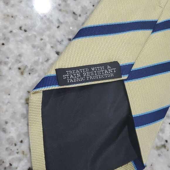Duck Head 100% Silk Yellow/ Blue Stripe Pattern Made in USA Tie Necktie 3.5x62 - Picture 2 of 4